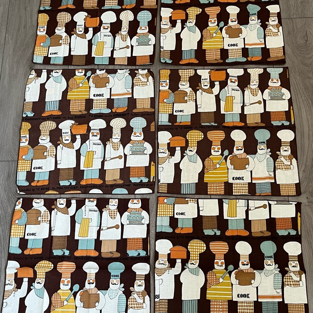 Vintage Waverly Chefs Special Napkins Set Of 6 Cooks Baker 17” X 17” Made In USA
